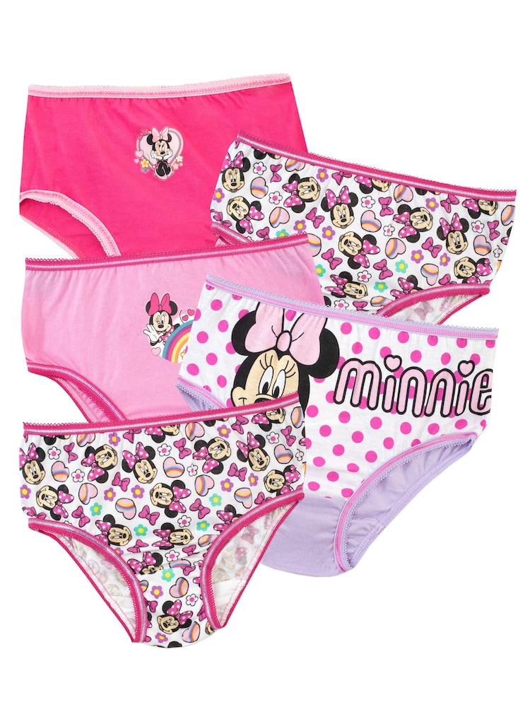 Character Pink Minnie Mouse 100% Cotton Briefs 5 Pack - Image 1 of 5