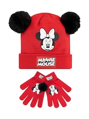 Character Minnie Mouse Winter Double Pom Pom Hat and Gloves Set - Image 1 of 3