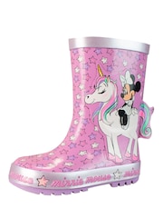 Character Pink Minnie Mouse Unicorn Print Wellies - Image 1 of 5