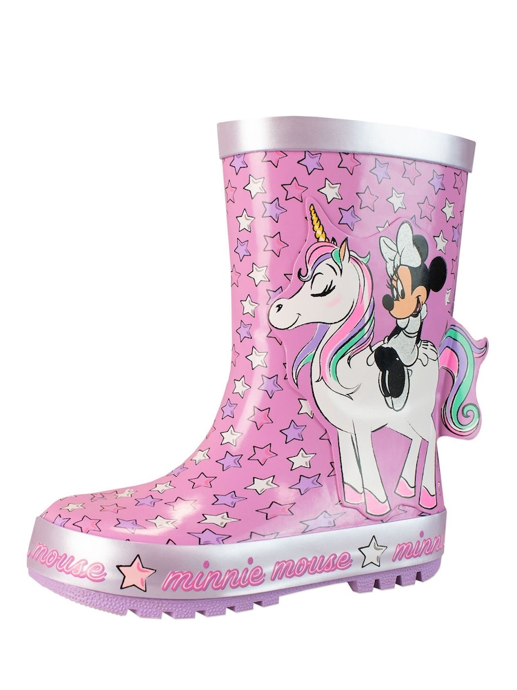 Character Pink Minnie Mouse Unicorn Print Wellies - Image 1 of 5