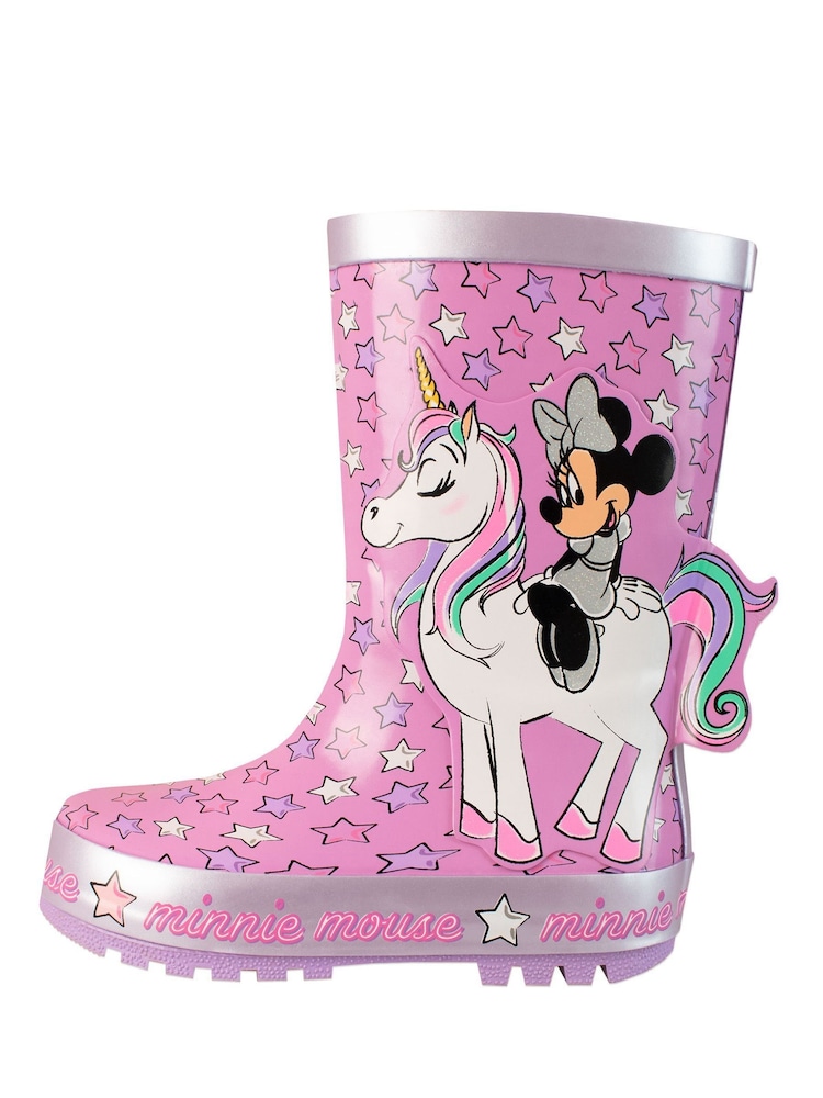 Character Pink Minnie Mouse Unicorn Print Wellies - Image 2 of 5