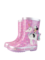 Character Pink Minnie Mouse Unicorn Print Wellies - Image 4 of 5