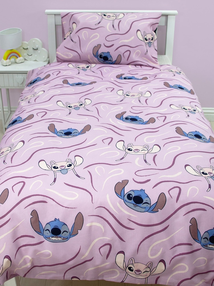 Character Purple Lilo And Stitch Single 100% Cotton Duvet Set - Image 2 of 4