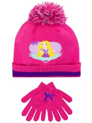 Character Pink Rapunzel Winter Hat and Gloves Set - Image 1 of 3