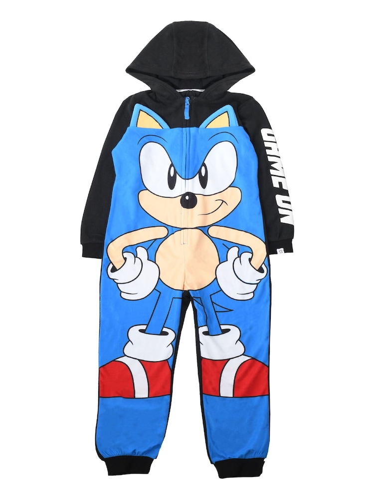Brand Threads Blue Sonic The Hedgehog Boys Fleece All-In-One - Image 1 of 5