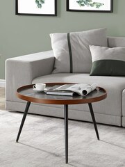 Jual Black Siena Marble Effect Round Coffee Table - Image 1 of 4