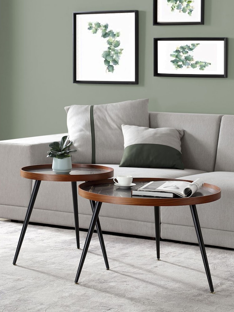 Jual Black Siena Marble Effect Round Coffee Table - Image 4 of 4