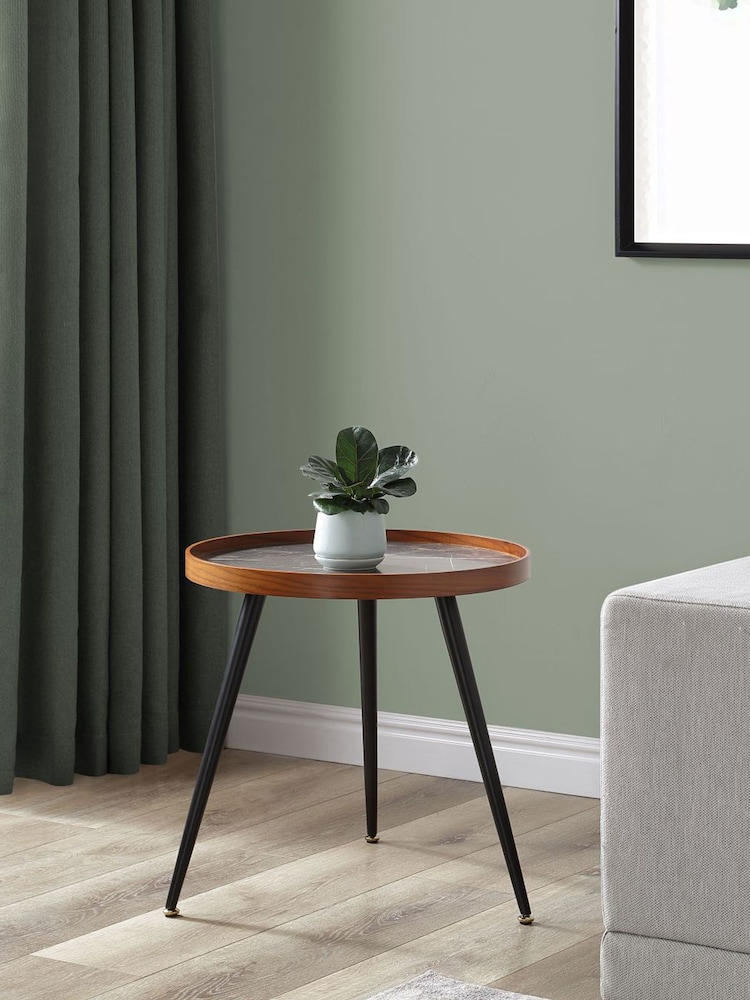 Jual Black Siena Marble Effect Lamp Table - Image 1 of 4