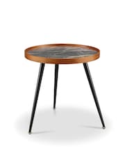 Jual Black Siena Marble Effect Lamp Table - Image 2 of 4