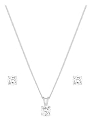 Simply Silver Sterling Silver Tone 925 Round Cubic Zirconia Necklace And Earring Set - Gift Boxed - Image 3 of 3