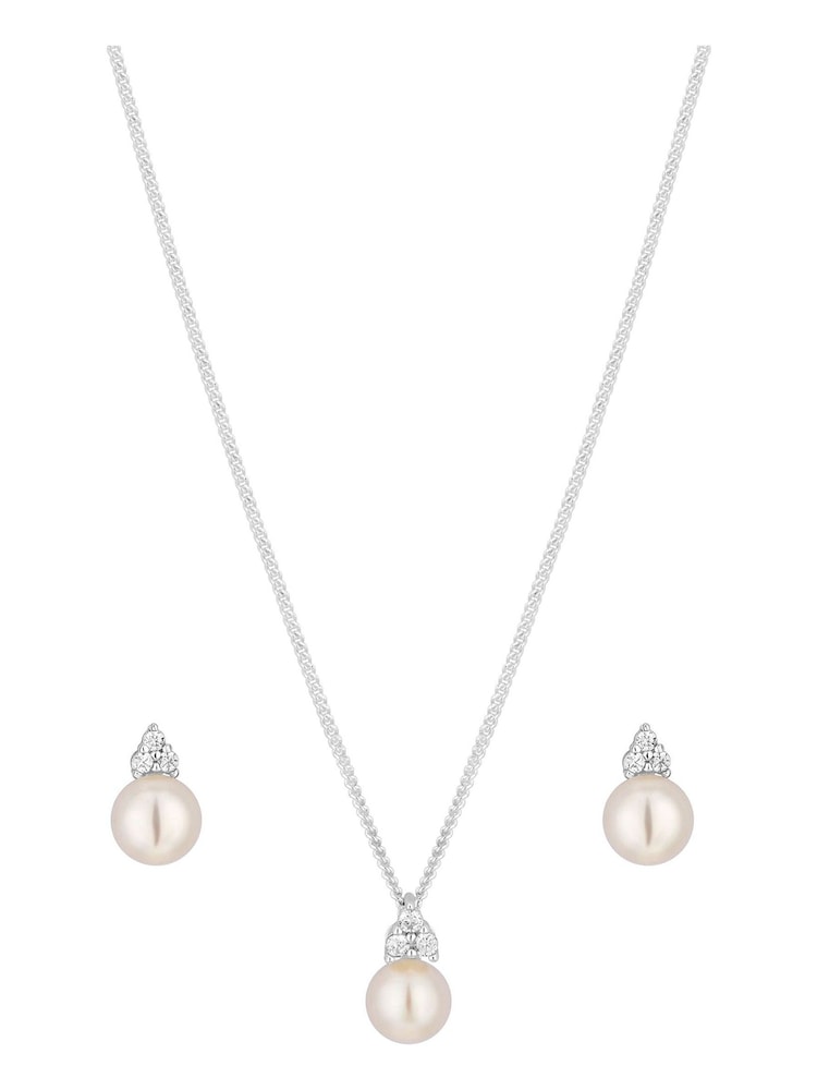 Simply Silver Sterling Silver Tone 925 Freshwater Pearl Set - Gift Boxed - Image 2 of 4 Simply Silver Sterling Silver Tone 925 Freshwater Pearl Set - Gift Boxed - Image 2 of 4