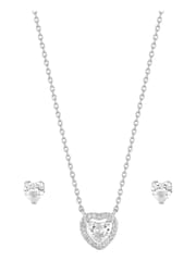 Simply Silver Sterling Silver Tone 925 Cubic Zirconia Halo Heart Set - Gift Boxed - Image 1 of 2