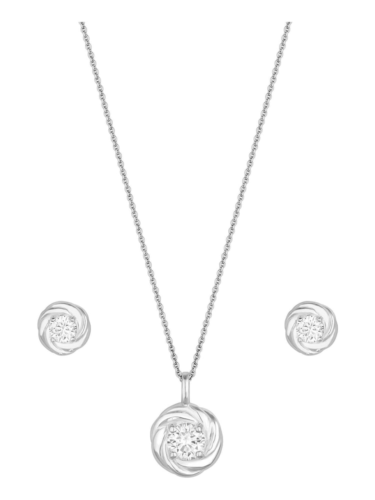 Simply Silver Sterling Silver Tone 925 Cubic Zirconia Knot Set - Gift Boxed - Image 2 of 4