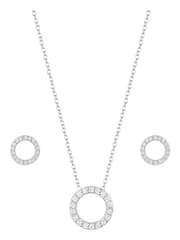 Simply Silver Sterling Silver Tone 925 Cubic Zirconia Round Open Set - Gift Boxed - Image 1 of 3