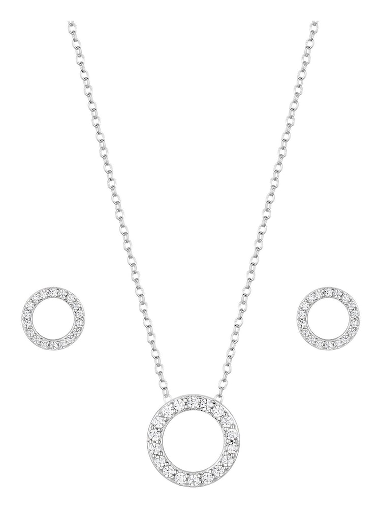 Simply Silver Sterling Silver Tone 925 Cubic Zirconia Round Open Set - Gift Boxed - Image 1 of 3