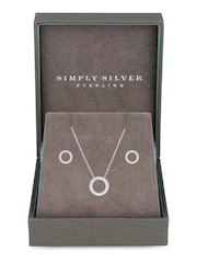 Simply Silver Sterling Silver Tone 925 Cubic Zirconia Round Open Set - Gift Boxed - Image 2 of 3
