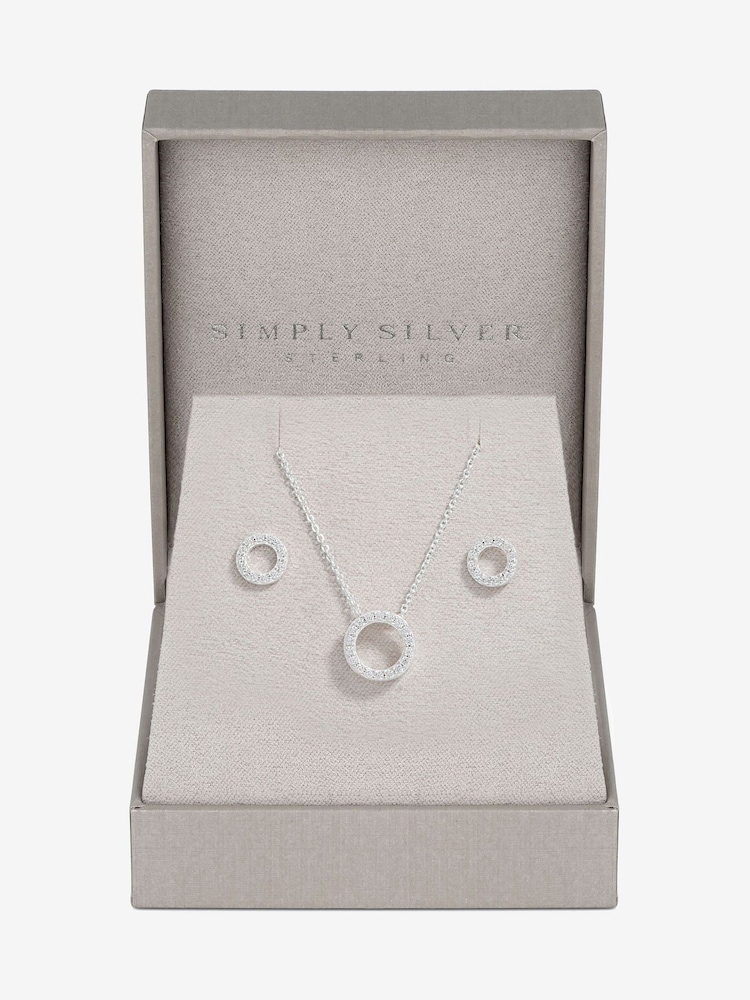 Simply Silver Sterling Silver Tone 925 Cubic Zirconia Round Open Set - Gift Boxed - Image 3 of 3