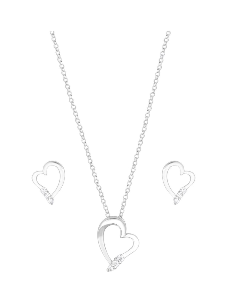 Simply Silver Sterling Silver Tone 925 Cubic Zirconia Heart Set - Gift Boxed - Image 2 of 3