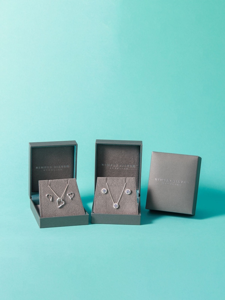 Simply Silver Sterling Silver Tone 925 Cubic Zirconia Heart Set - Gift Boxed - Image 3 of 3