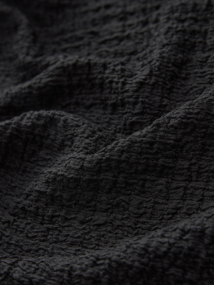 Black Long Sleeve Textured Collared Polo Shirt - Image 2 of 5 Black Long Sleeve Textured Collared Polo Shirt - Image 2 of 5