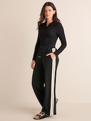 Black Long Sleeve Textured Collared Polo Shirt - Image 3 of 5