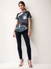 Blurred Floral Woven Mix Short Sleeve Raglan T-Shirt - Image 2 of 7