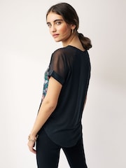 Blurred Floral Woven Mix Short Sleeve Raglan T-Shirt - Image 3 of 7