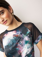 Blurred Floral Woven Mix Short Sleeve Raglan T-Shirt - Image 5 of 7