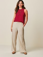 Red Cutwork Crochet Woven Front Vest - Image 2 of 7
