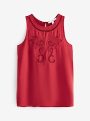 Red Cutwork Crochet Woven Front Vest - Image 6 of 7