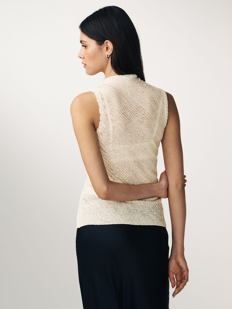 Ecru Creme - Ärmelloses, strukturiertes Tanktop - Bild 2 von 6