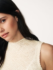 Ecru Creme - Ärmelloses, strukturiertes Tanktop - Bild 3 von 6