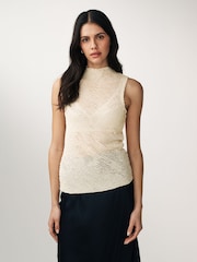 Ecru Creme - Ärmelloses, strukturiertes Tanktop - Bild 5 von 6