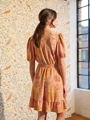 William Morris Pink Floral - Мини-платье с оборкой - Image 3 of 5