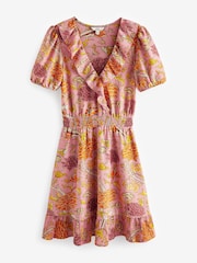 William Morris Pink Floral - Мини-платье с оборкой - Image 4 of 5