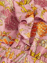 William Morris Pink Floral - Мини-платье с оборкой - Image 5 of 5