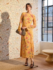 Seasons of May Morris & Co. Gelb geblümt - Langärmeliges Säulen-Maxikleid - Bild 1 von 5