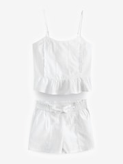 Laura Ashley White 100% Cotton Dobby Cami And Shorts Set - Image 4 of 4