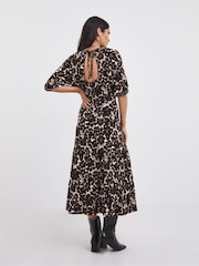 JD Williams Brown Print Jersey Smock Dress - Image 2 of 4
