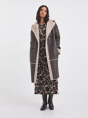 JD Williams Brown Print Jersey Smock Dress - Image 3 of 4