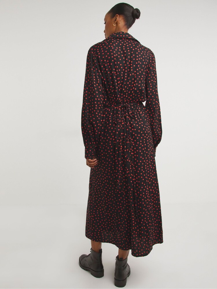 JD Williams Black Spot Midi Tea Dress - Image 2 of 4