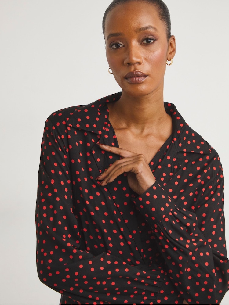 JD Williams Black Spot Midi Tea Dress - Image 4 of 4