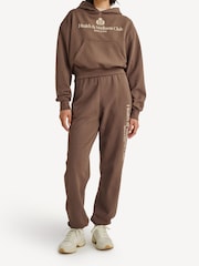 Sporty & Rich Brown H&W Crest Cropped Hoodie - Image 3 of 4