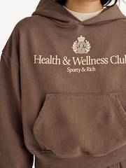 Sporty & Rich Brown H&W Crest Cropped Hoodie - Image 4 of 4