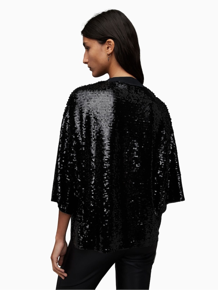 AllSaints Black Juela T-Shirt - Image 2 of 6