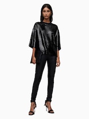 AllSaints Black Juela T-Shirt - Image 3 of 6