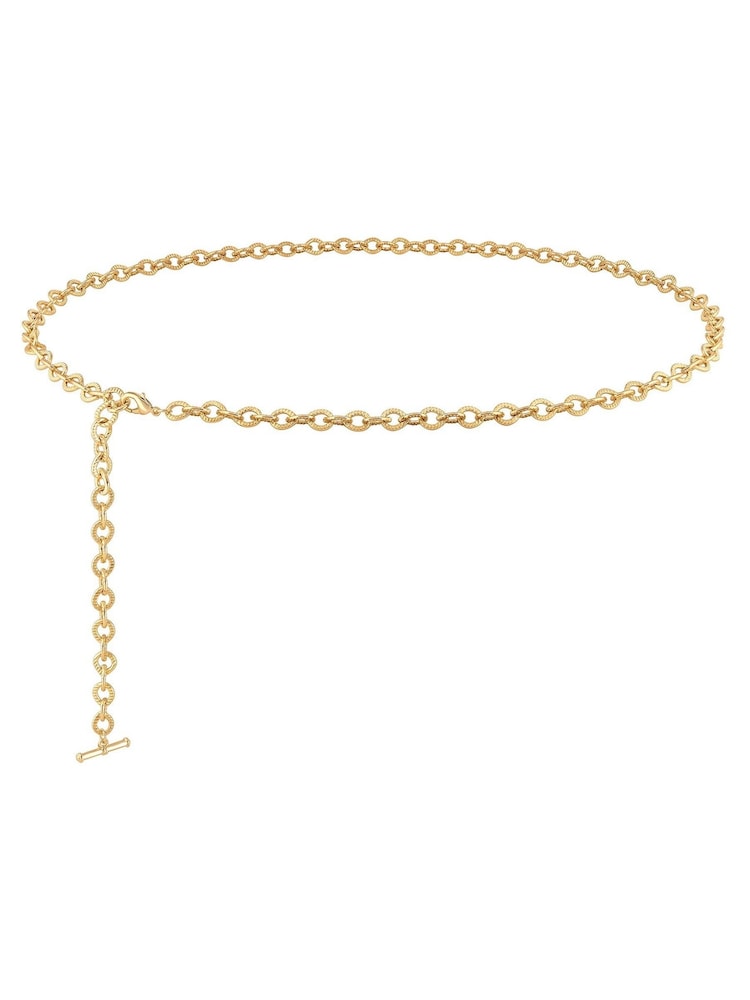 Mood Gold Polished Textured Chain Belt - Image 1 of 4