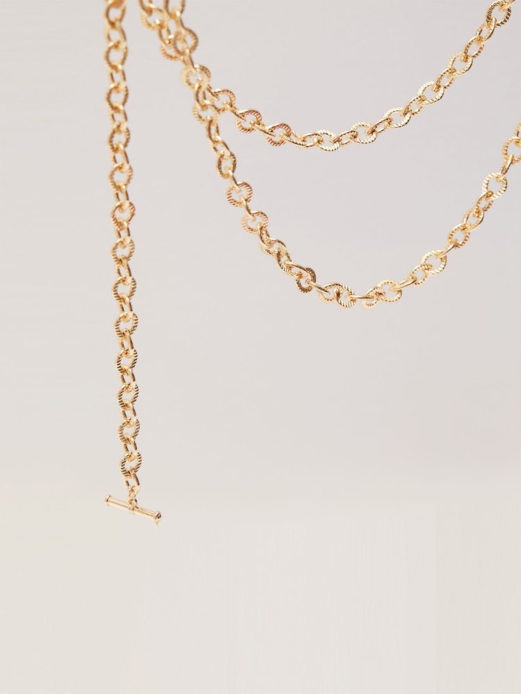 Mood Gold Polished Textured Chain Belt - Image 2 of 4
