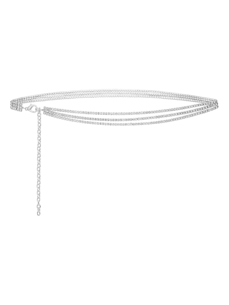 Mood Silver Crystal Layered Chain Belt - Image 2 of 2