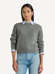 Sporty & Rich Grey SRC Cashmere Crew Neck Jumper - Image 1 of 4